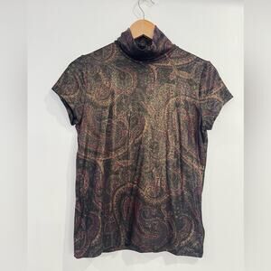 Lauren Ralph Lauren Shimmer Paisley Women’s Top Size Medium Petite